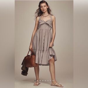 Anthropologie Maeve Halter Bow-Front Midi Dress, NWT